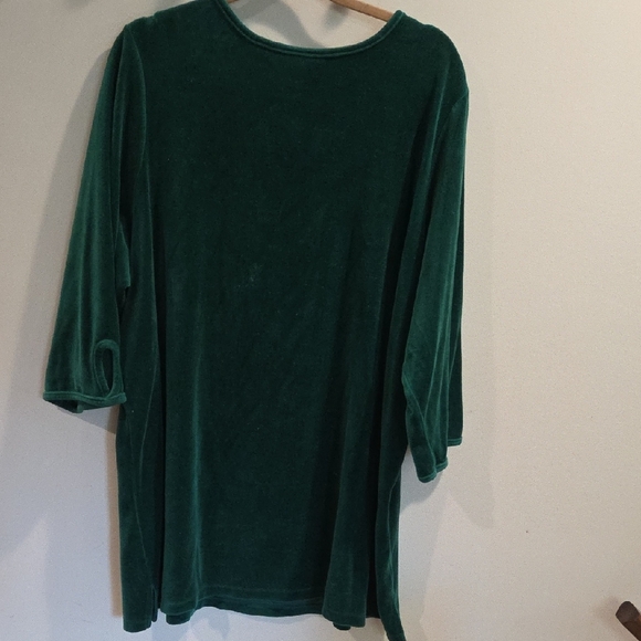 Quacker Factory Green Velvet Tunic with Swirl Embellishments - Picture 5 of 6